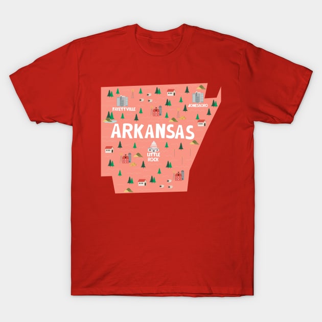 Arkansas illustrated map T-Shirt by JunkyDotCom